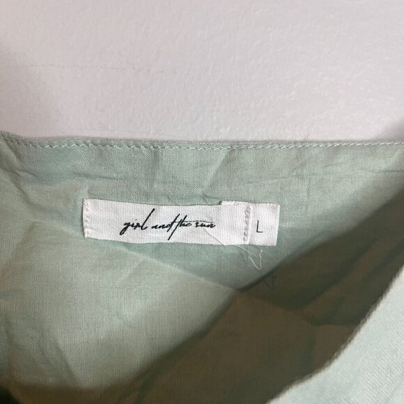 Girl and the Sun sage green long sleeve button dress - Picture 4 of 6